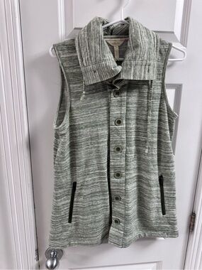Matilda Jane Out the Door Green Heathered Button Up Vest